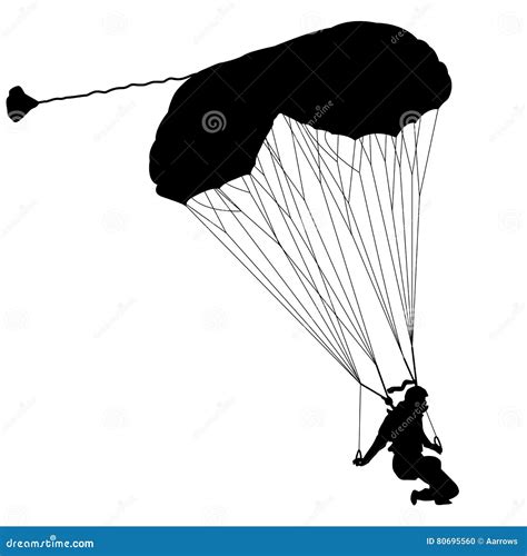 The Skydiver Silhouettes Parachuting A Vector Illustration Stock