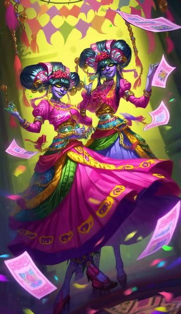 Premium Ai Image Two Women In Colorful Costumes Dancing In A Brightly