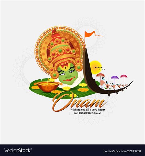 Happy Onam Festival South India Kerala Royalty Free Vector