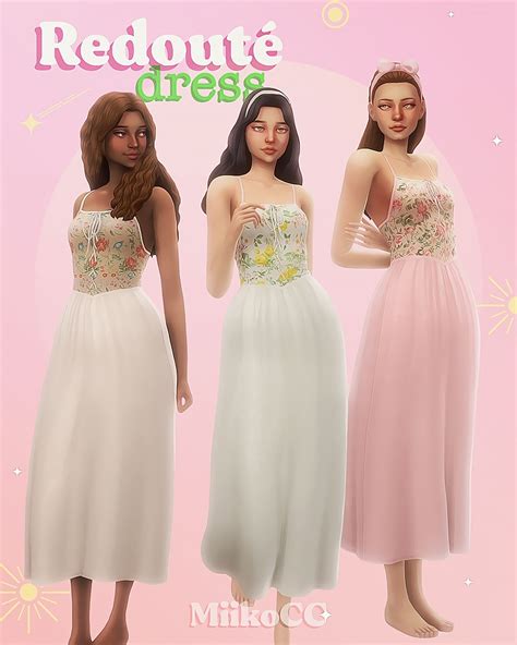 Redouté Dress Miiko On Patreon Sims 4 Dresses Sims 4 Sims