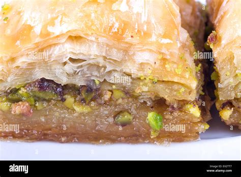 Close Up Detailed View Of Baklava With Pistachio Delicious Turkish