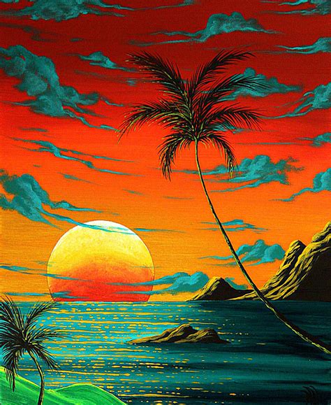Abstract Surreal Tropical Coastal Art Original Painting Tropical Burn