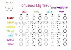 I Brushed My Teeth Tooth Brushing Chart 4 Colours Printable