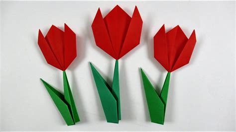 Easy Paper Tulip Origami Flower Youtube