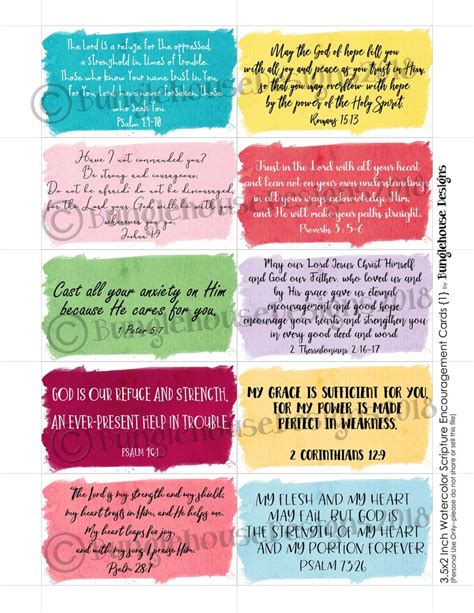 Bible Verse Encouragement Cards Printable Scripture Memory Etsy