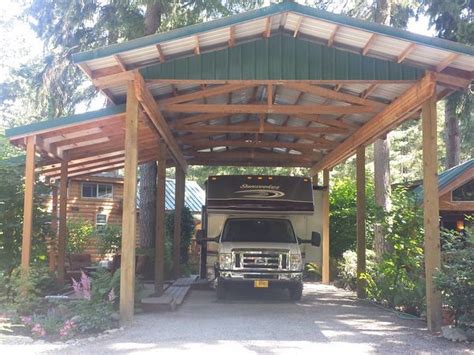 The cost of building a carport out of pvc pipe is less than half the cost of a traditional wooden or metal carport. Photo of RV Lot | Rv lots, Rv carports, Carport designs