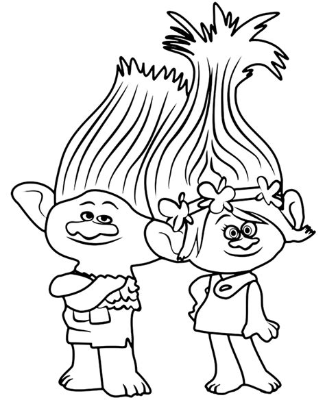 Dreamworks got it right teaming up anna and justin as a power packed musical duo. Poppy with Branch coloring page Trolls