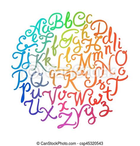 Handwritten Colorful Alphabet Vector Font Hand Drawn Brush Script