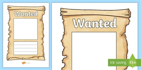 Old Western Wanted Poster Template Wanted Poster Twinkl