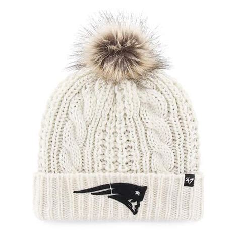 New England Patriots Womens 47 Brand White Cream Meeko Cuff Knit Hat