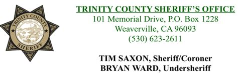 sheriff press releases trinity county
