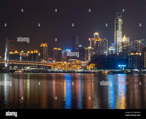 Chongqing China Dec 22 2019 Night Neon Light View Of Historic