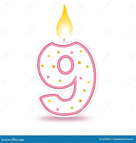 Birthday Candle 9 Stock Vector Image Of Happy Dots 6452039