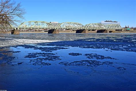 Lower Trenton Bridge Over The Icy Delaware River Crossing From