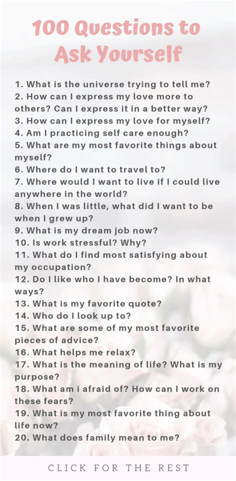 100 Questions To Ask Yourself For Self Growth Free Printable