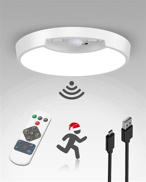 Battery Ceiling Light With Motion Sensor And Remote Control 19 Cm 5400