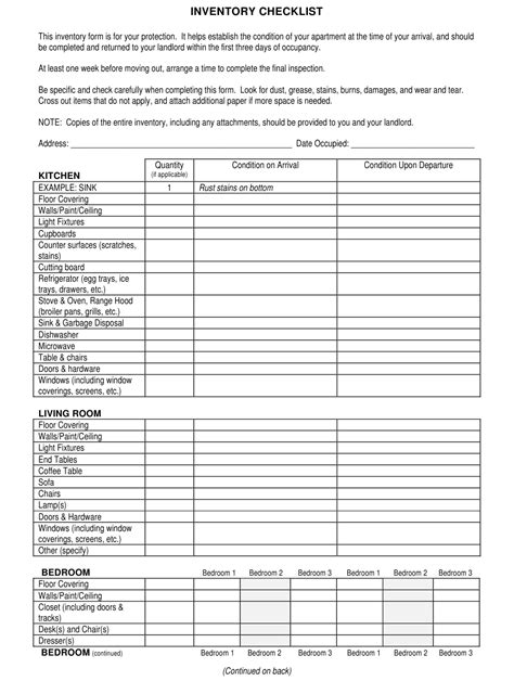 Inventory Checklist Template Download Printable PDF | Templateroller
