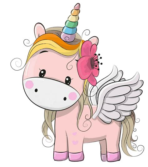 A Cartoon Unicorn With Wings And A Flower
