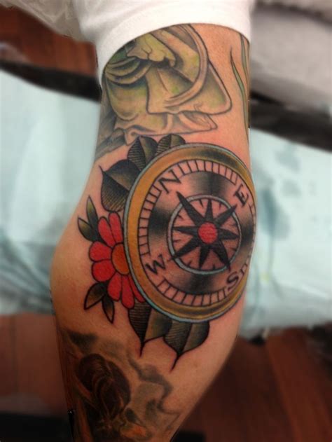 15 Beautiful And Timeless Compass Tattoos Elbow Tattoos Traditional
