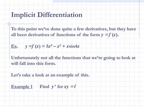 Ppt 25 Implicit Differentiation Powerpoint Presentation Id1481876