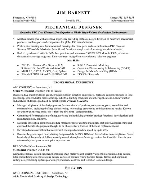 Professional cv format and samples. Sample Resume for an Experienced Mechanical Designer ...