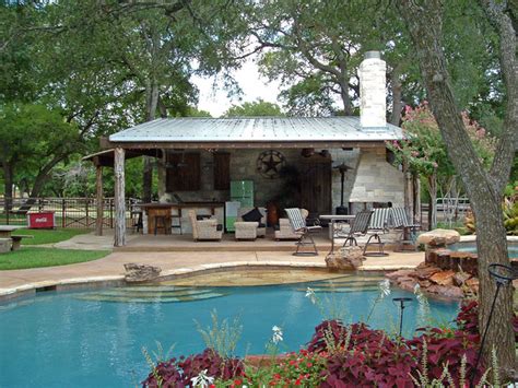 Pool tables require professional installation. Frisco Cabana - Rustic - Pool - Dallas - by Key Residential
