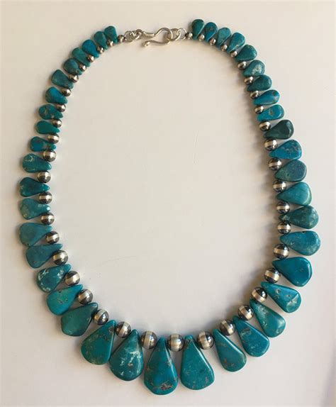 Graduated Turquoise And Navajo Pearl Necklace
