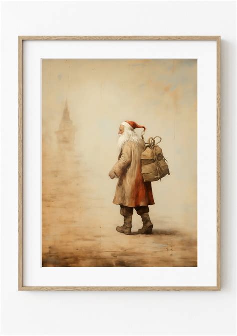 Old World Santa Painting Digital Art Digital Download Rustic Farmhouse