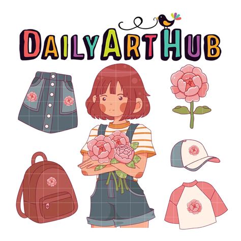 Cute Dress Up Girl Illustration Clip Art Set Daily Art