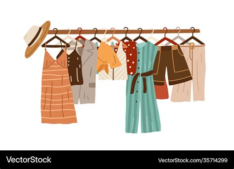 Stylish Fashion Clothes Hanging On Hangers Vector Image