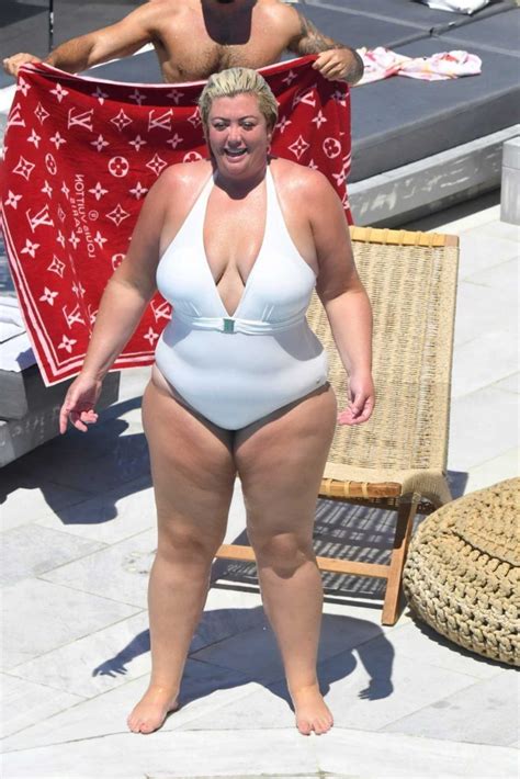 Gemma Collins In A White Swimsuit On The Beach In Mykonos Lacelebs Co