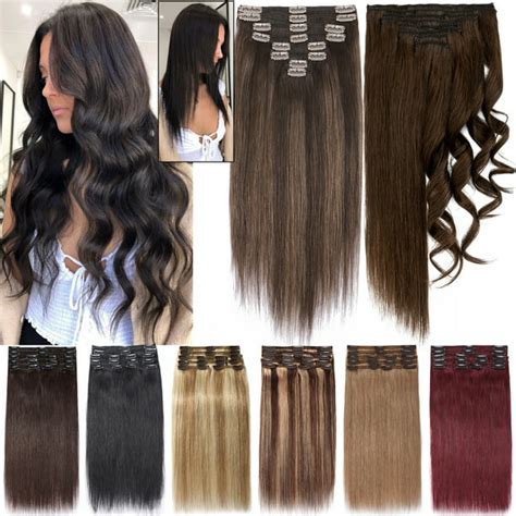 Sego Clip In 100 Human Hair Extensions Real Thick Remy Hair Full Head