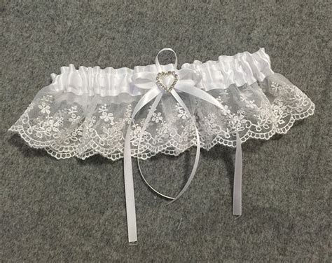 Wedding Garter Rhinestone Beading White Embroidery Floral Sexy Garters Best Crossdress And Tgirl