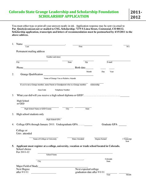 Free Scholarship Application Templates Forms Templatelab