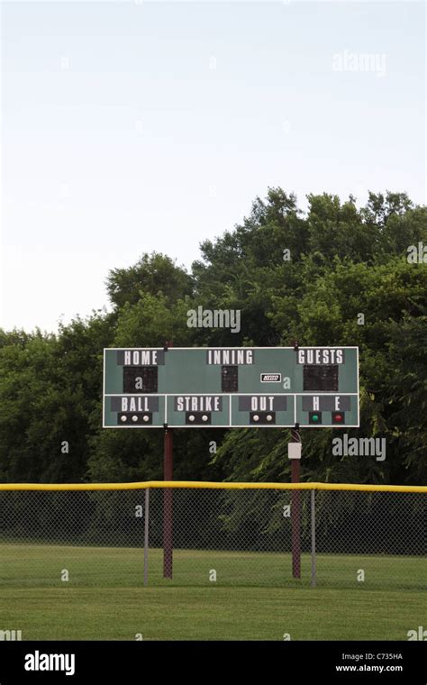 The Scoreboard At A Baseball Field Stock Photo Alamy