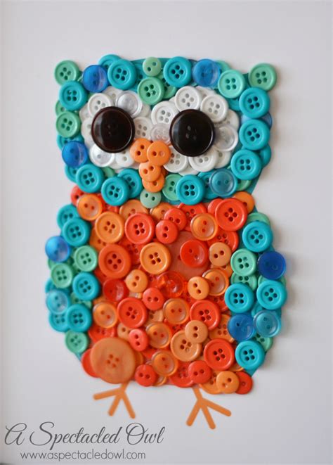 Diy Owl Button Craft A Spectacled Owl