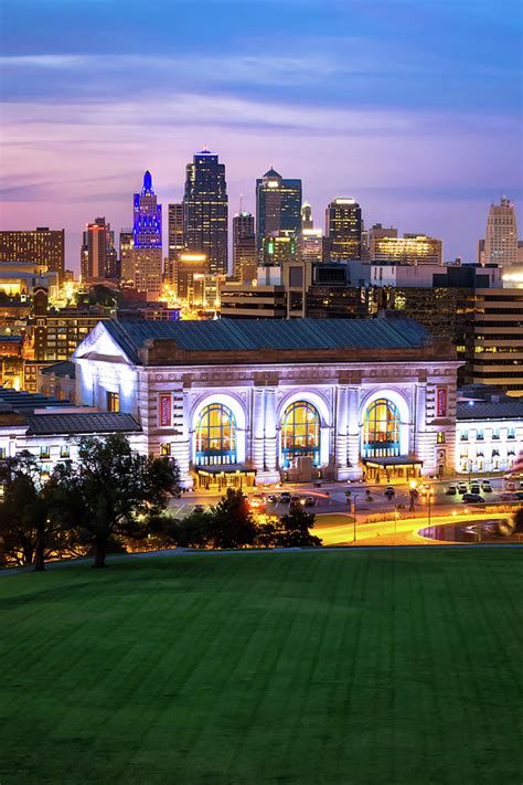 Kansas City Skyline With Union Station In Color Photograph