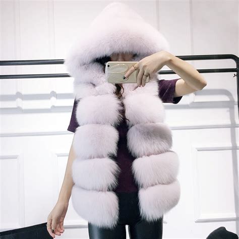 elegant fur vest women 2018 casual hoodies warm slim sleeveless faux fox fur vest winter jacket