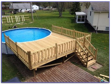 For an inground pool to work at this location, 9 our above ground pool deck kits are prefab resin kits with everything you need to add steps to walk up spp above ground pools are available in all shapes and sizes, for aboveground or below ground. Decks Amazing Above Ground Pool Deck Kits For Your ...