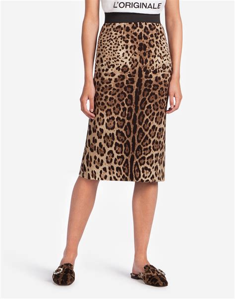 Dolce And Gabbana Leopard Print Stretch Silk Pencil Skirt Leo Print