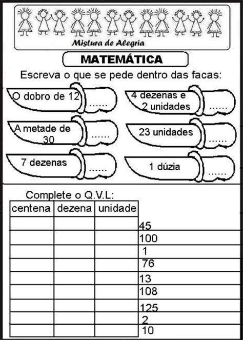 Atividade De Matematica Series Iniciais Alfabetizacao Imprimir 15376