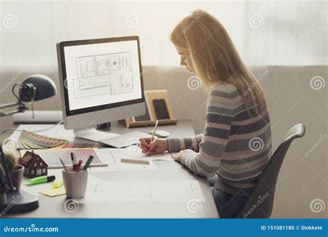 Professional Interior Designer Working In The Office Stock Photo
