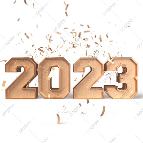 Happy New Year 2023 Golden 3d Numbers In Pastel Colors On A Transparent