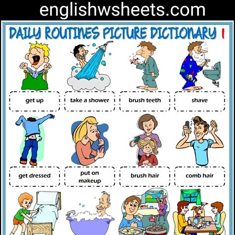 Daily Routines Esl Printable Picture Dictionaries For Kids Daily