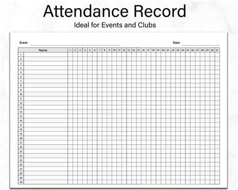 Attendance Record For Events And Clubs