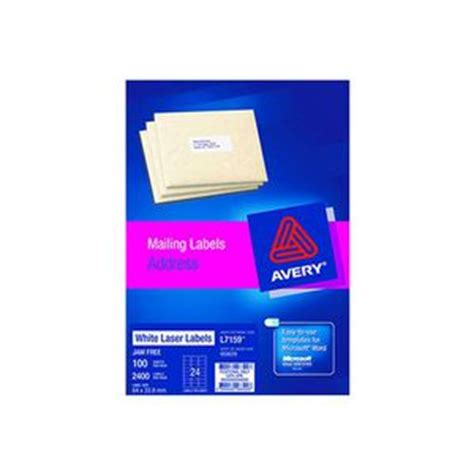70mm x 37mm sheet size: Avery Laser Address Labels White 100 Sheets 24 Per Page | Officeworks