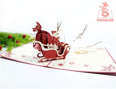 This Pop Up Card Is Quintessential Christmas Give The Santa Sleigh Card To Anyone Who Delights