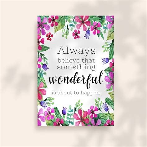Always Believe Printable Flower Motivational Cards Encouragement