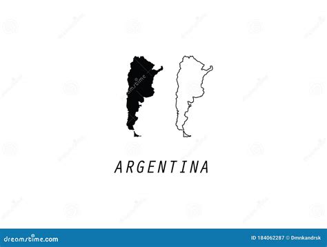 Argentina Outline Map Country Shape State Borders Stock Vector