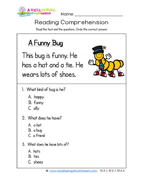 Simple Reading Comprehension Worksheet